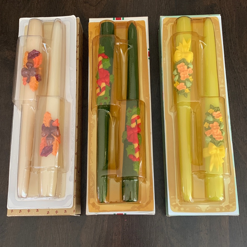 Vintage NOS AVON 3 Sets of 10" Fall Christmas & Spring Taper Candles